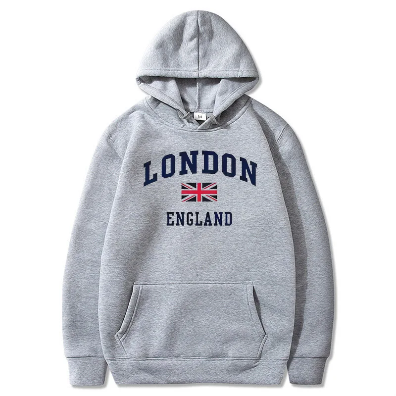 Winter Clothing London - เสื้อฮู้ดลอนดอนอังกฤษ เสื้อกันหนาวมีฮู้ดผู้ชาย เสื้อสเวตเชิ้ตผ้าฟลีซสำหรับฤดูใบไม้ร่วงและฤดูหนาว เสื้อผ้าลำลองสำหรับเล่นกีฬากลางแจ้ง เสื้อฮู้ดผู้ชายและผู้หญิง