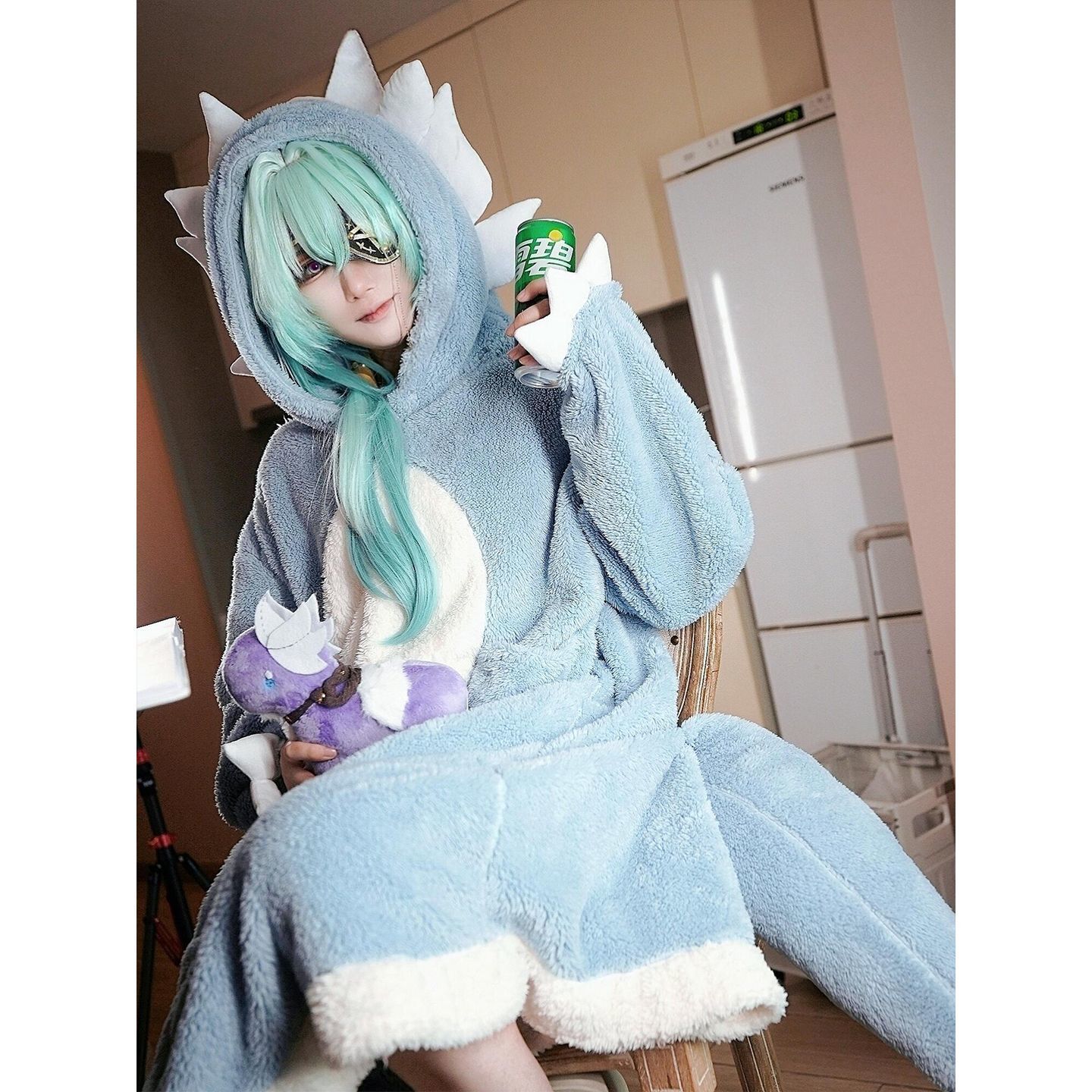Winter Clothing Baby Girl - ชุดนอนลายการ์ตูนสุดน่ารักสำหรับผู้หญิง ผ้าคอรัลฟลีซ สำหรับฤดูใบไม้ร่วงและฤดูหนาว ชุดนอนลำลอง ชุดคอสเพลย์ Honkai
