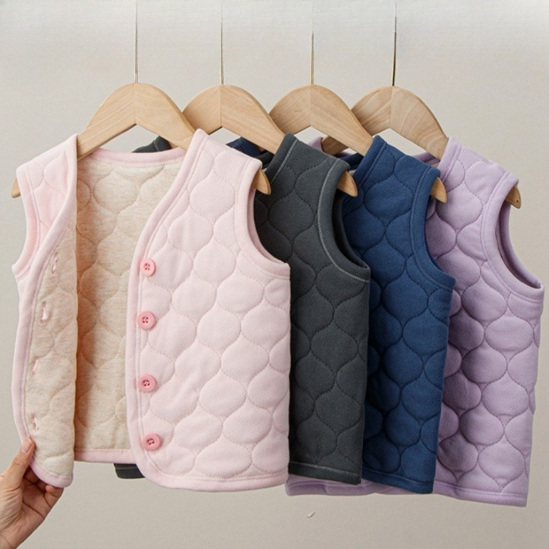 Winter Clothing Baby Girl - เด็กเสื้อกั๊กฤดูใบไม้ร่วงฤดูหนาวชายหญิงสีทึบหนาเสื้อสเวตเตอร์ถักนักเรียนเสื้อชุดชั้นในเสื้อกั๊กเด็กเสื้อผ้า