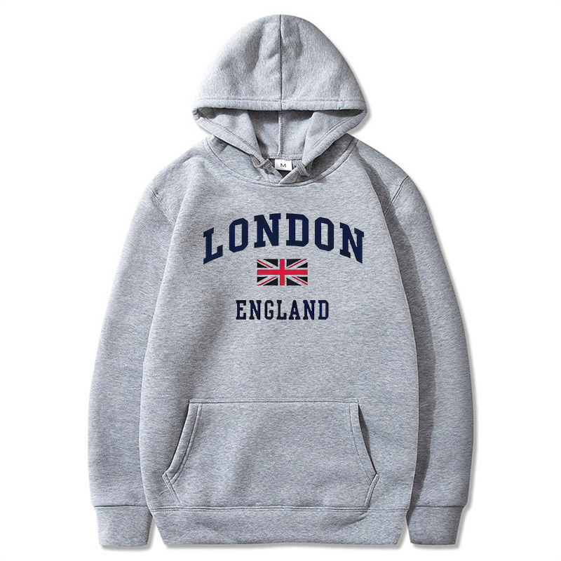 Winter Clothing London - เสื้อฮู้ดดี้ผู้ชายจากลอนดอน อังกฤษ เสื้อสเวตเตอร์มีฮู้ดสำหรับฤดูหนาวและฤดูใบไม้ร่วง ผ้าฟลีซ เหมาะสำหรับกิจกรรมกลางแจ้ง กีฬา