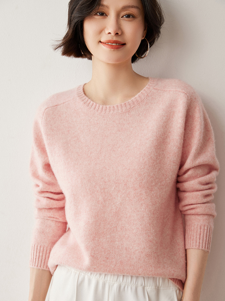Winter Clothing Sale Women - เสื้อสเวตเตอร์ผู้หญิงลดราคา ผ้าแคชเมียร์ 100% เสื้อสวมหัว แขนยาวแบบแร็กแลน คอโอ