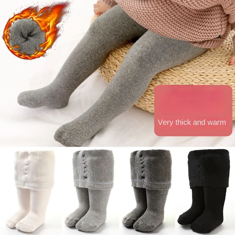 Winter Clothing Baby Girl - เด็กTightsฤดูหนาวฤดูใบไม้ร่วงสีทึบผ้าฝ้ายนุ่มหนาเด็กสาวTightsทารกแรกเกิดเด็กวัยหัดเดินแน่นBoyสาวPantyhoseเสื้อผ้า