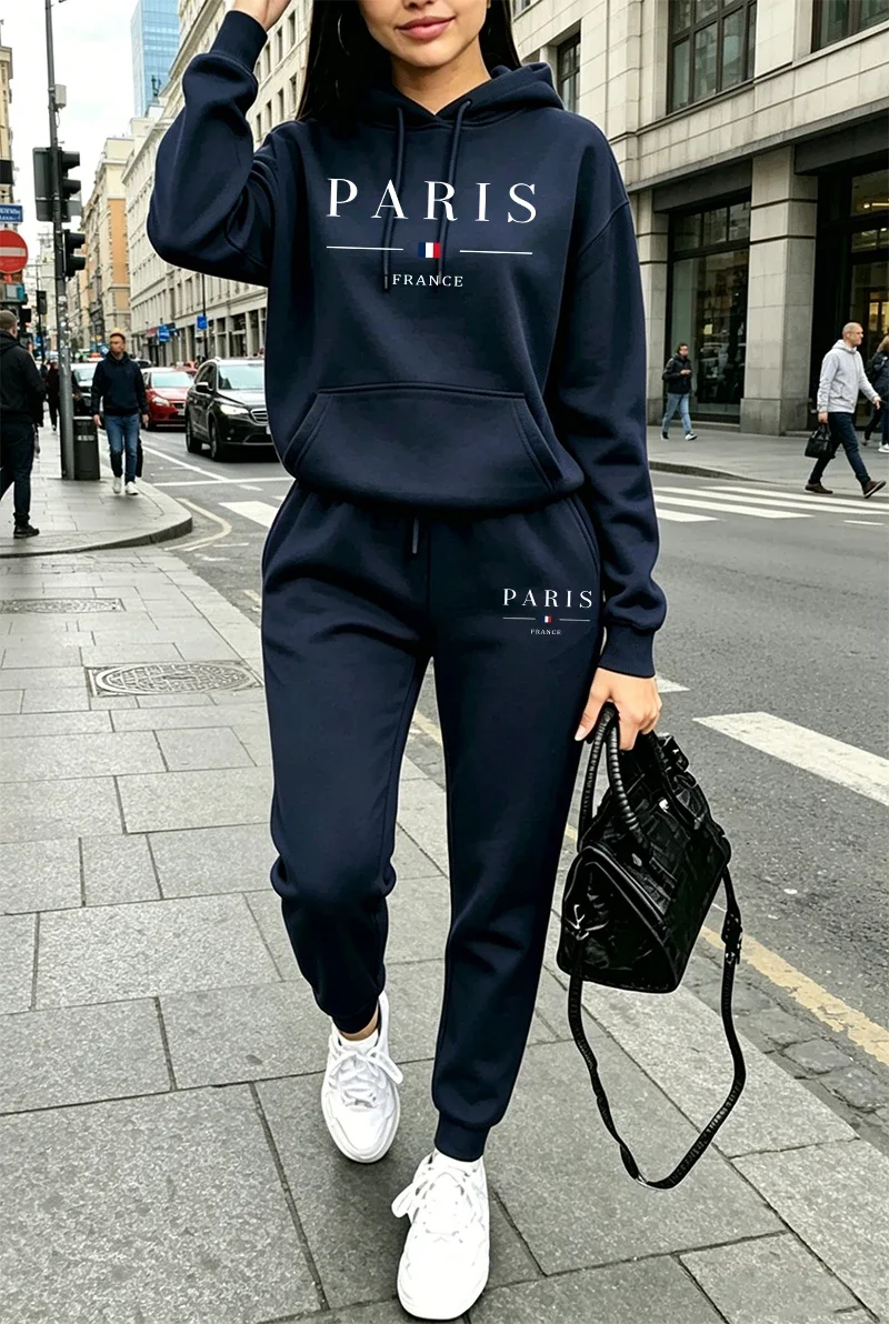 Winter Clothing Sale Women - ชุดกีฬาฮู้ดดี้กางเกงขายาวสไตล์ลำลองสำหรับผู้หญิง ขายดี เสื้อฮู้ดมีกระเป๋า เหมาะสำหรับกิจกรรมกลางแจ้ง วิ่งจ๊อกกิ้ง