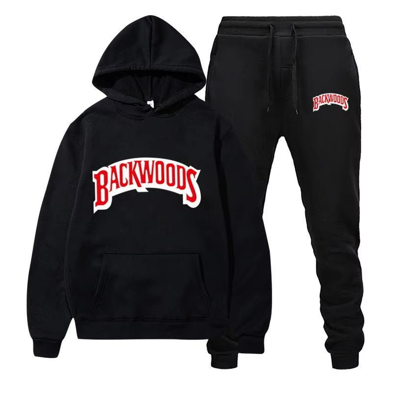 Winter Clothing For Men - ชุดฮู้ดดี้ฤดูหนาว 2026 สำหรับผู้ชาย แฟชั่นเสื้อฮู้ดดี้ผ้าฟลีซสีแดง กางเกงแบรนด์สีดำ ชุดลำลองจ็อกเกอร์